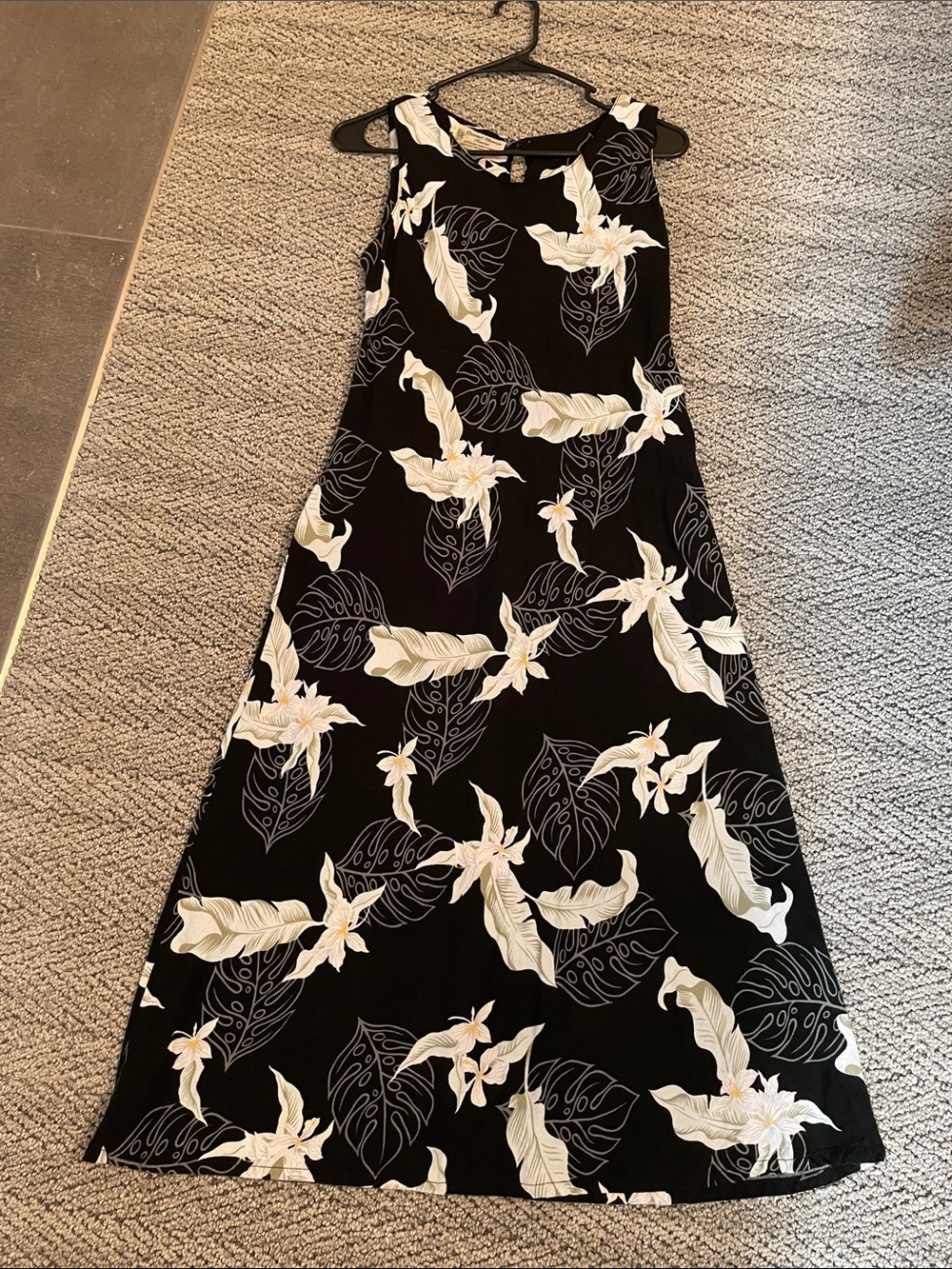Coconut Breeze Hawaii Black Floral Rayon Maxi